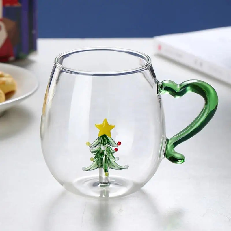 3d Animal Glass Cup 400ml Christmas Theme Animal Inside Glass Christmas Drinking Glasses Cartoon Animal Shape Glass Coffee Mug