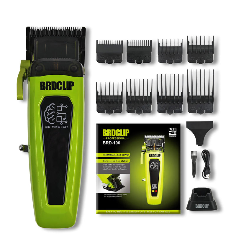 BRDCLIP Professional Electric Hair Clipper BRD 106 Hair Trimmer for Man 7500RPM with Base 5-adjusted DLC Blade Barber Machine