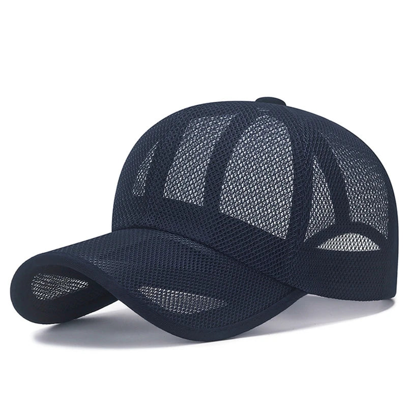 Summer Unisex Men Fishing Baseball Caps Women Breathable Full Mesh Snapback Hats Black Casual Quick Drying Sport Hats Cap