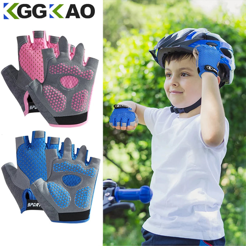 Outdoor Sports Cycling Half Finger Gloves For Boys Girls, Antislip Breathable Thin Spring Summer Gloves, Bicycle Riding Equipmen