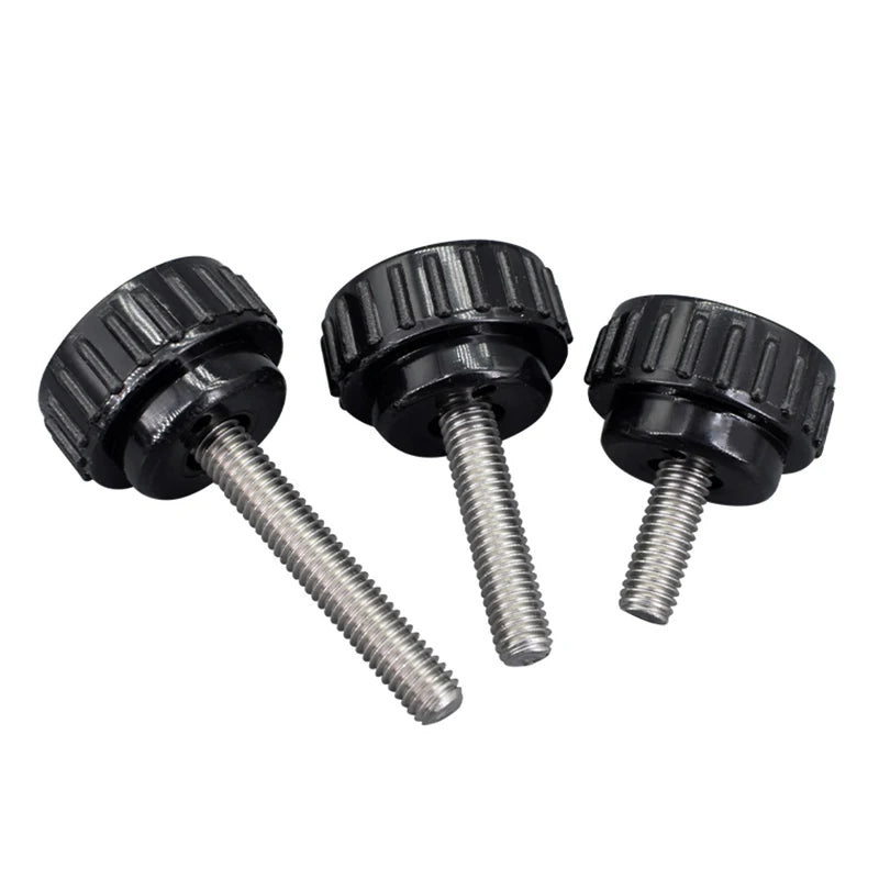 M3 M4 M5 M6 M8 Round Head Handle Hand Screw Round Knurled Rubber Thumb Screw Plastic Tighten Bolt Nuts Knob 304 Stainless Steel