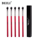 BEILI Red 5PCS Makeup Brushes Synthetic hair Eyebrow Eyeliner Natural goat hair Eyeshadow blending кисти для макияжа
