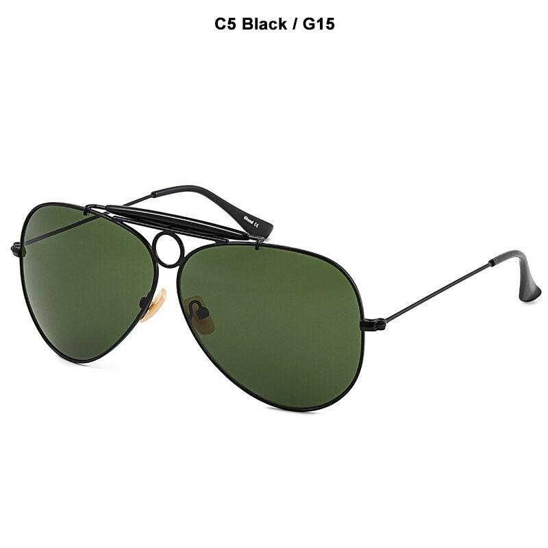 JackJad New Fashion 3138 SHOOTER Style Vintage Aviation Sunglasses Metal Circle Brand Design Sun Glasses Oculos De Sol With Hood