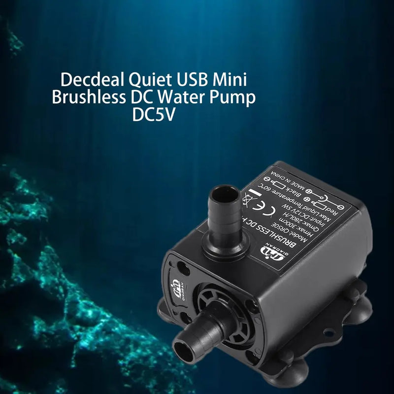 New Decdeal Ultra-quiet Brushless DC USB Water Pump 5V 4.8W 300L/H Lift 300cm Submersible Fountain Aquarium Circulating