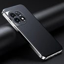 Genuine Cowhide Leather Phone Case for Oneplus 11 10 Pro 11R 10T Ace 2 2V Nord 3 5G One Plus Plating Lens Protection Back Cover