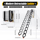 Wall Mounted Folding Ladder, 9.5Ft 12Steps Attic Loft Ladder Stair Attic Pull Down Stair For Cottage Basement Retractable Attic