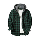 Fall Spring Men Hooded Shirt Color Matching Plaid Print Single-breasted Male Shirt Coat Casual Drawstring Long Sleeves Outerwear