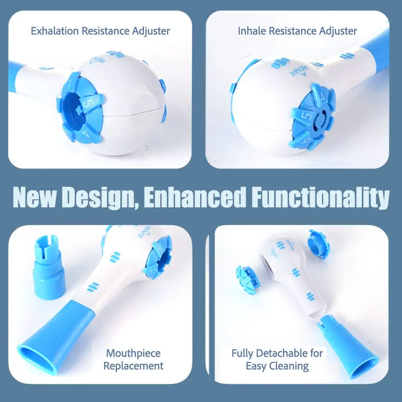 Breathing Trainer Upgraded Ver with Independent Adjustable Resistance Levels for both Inhalation and Exhalation Improved, Two Mo