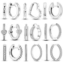 Charms Double Hoop Earrings For Women 100% 925 Silver Cubic Zircon Heart Star Moon Earrings Elegant Birthday Jewelry Gifts