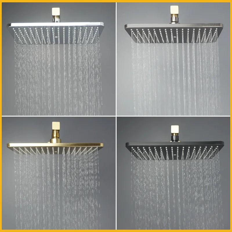 High Quality Large Flow Rainfall Shower Head Rainfall Shower Faucet ABS Bathroom Shower Head Accessories Black Brushed Gold Grey