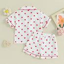 ma&baby 6M-4Y Valentine's Day Infant Toddler Kid Baby Girl Boy Clothes Set Short Sleeve Tops  Heart Print Shorts Pajama Summer