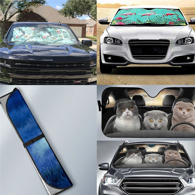 3D Cool Anger Eyes Printing Car Shades for Front Windows Stylish Car Sun Shade Windshield Durable Car Sunshade Covers Hot Sales