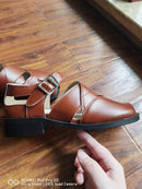 MKKHOU Fashion Sandals Women's New High Quality True Leather Split Toe Shoes Low Heel Hollow out Mary Jane Shoes Modern Shoes