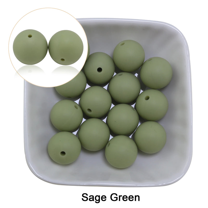 New 20pcs/Lot Silicone Beads 15mm Khaiki Wine Sage Green Coffee Blush Mustard Bison Design For Necklaces Pacifier Jewelry Making