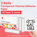 Phomemo 110mm Adhesive Thermal Paper White Thermal Transparent Sticker Paper Photo Paper for M03AS/M04AS Mini Portable Printer