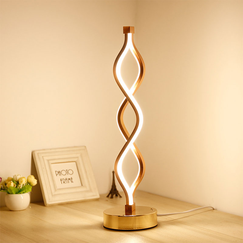 Simple Line Style LED Light Bar Table Lamp Reading Lighting Bedroom Decorative Arc Table Lamp Spiral Aluminum Art Table Lamp