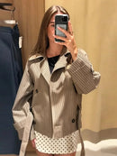 The Meridian Coat | Double-Breasted Plaid Coat with Self-Tie Waist Sash