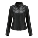 Faux Leather Motorcycle Jacket for Women, Female Coat, Moto Biker, Purple, Black,  Autumn, Spring, Fashion