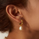 Hot selling French Style Freshwater Pearl Gold Plated Stainless Steel Jewelry Elegant Drop Earrings For Female Jewelry Girl