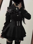 Harajuku Sweet Bow Black Plaid Dresses All-match Slim Fit Kawaii Lolita Dress for Women Autumn New Long Sleeve Vestidos De Mujer
