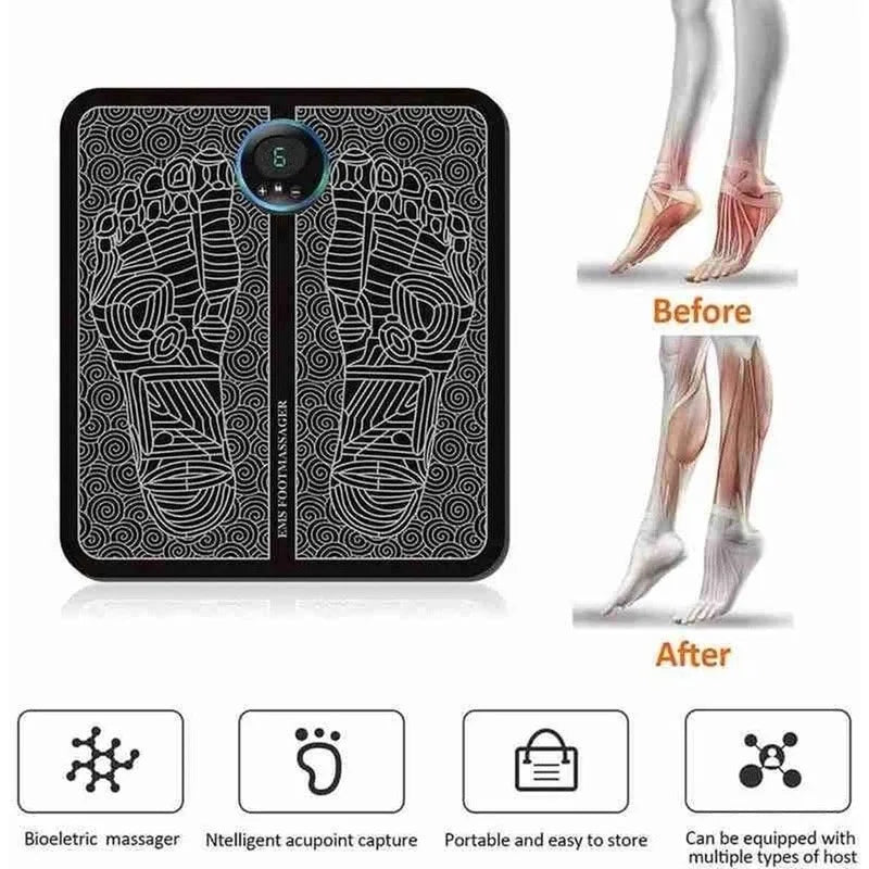 Electric EMS Foot Massager Pad Foldable Massage Mat Muscle Stimulation Relief Pain Relax Feet Electrical USB Charging Portable