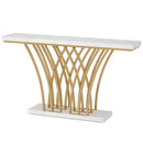 Tribesigns 59 inch Gold Console Table, Modern Entryway Table with Grid-Shaped Metal Base for Entrance, Hallway, Entryway