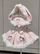 The Rabbitry | Two-Piece Furry Slip Dress and Hooded Cape Set