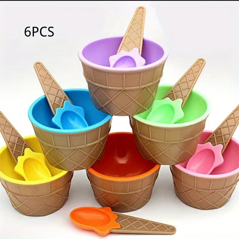 1/6pcs ice cream bowl and spoon set summer essential Christmas party ice cream mold bowl spoon kitchen supplies, kitchen tools