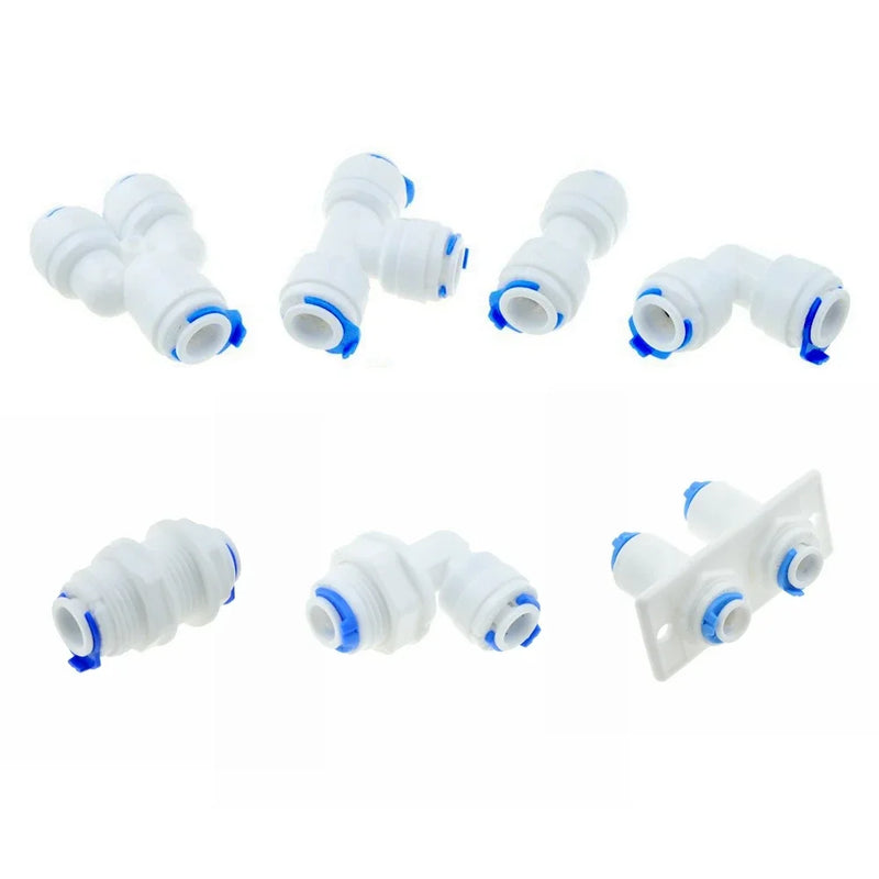 Reverse Osmosis Quick Coupling 1/4 3/8 Hose Connection Tee Y Connector 2 Way Equal Elbow Straight RO Water Plastic Pipe Fitting