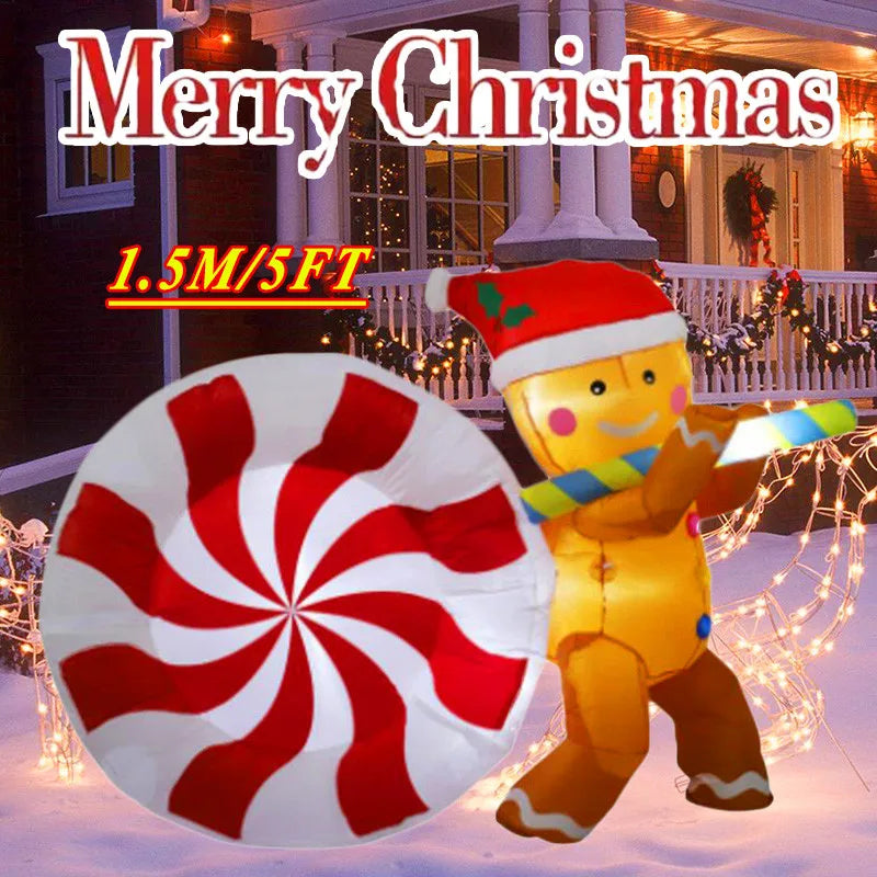 Christmas Inflatable Decoration Toy Built-in LED Lights Inflatable Model Ornament Xmas Party New Year Garden Indoor Outdoor Deco