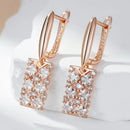 Kinel Einzigartige natürliche Zirkon lange quadratische Ohrhänger für Damen, Luxus 585 Roségold Farbe Accessoires Täglicher feiner Schmuck