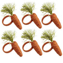 6PCS Easter Carrot Napkin Ring Cotton And Linen Rustic Hand Woven Napkin Buckles Easter Napkin Ring Holder