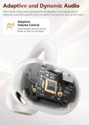 QCY Crossky C50 Clip On Earbuds Open Ear Wireless Bluetooth 6.0 Headphones 35H Playtime Earphones Comfortable for Fitness IPX5
