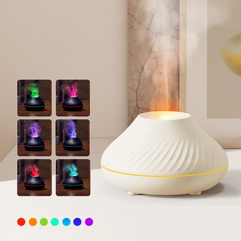 Volcanic Flame Aroma Diffuser Essential Oil Lamp Use Electric Air Humidifier Cool Mist Maker With LED Night Light  For Home