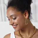ENFASHION Safety Buckle Hollow Drop Earrings Gold Color Stainless Steel Big C Shape Dangle Earings Fashion Jewelry Party E201184