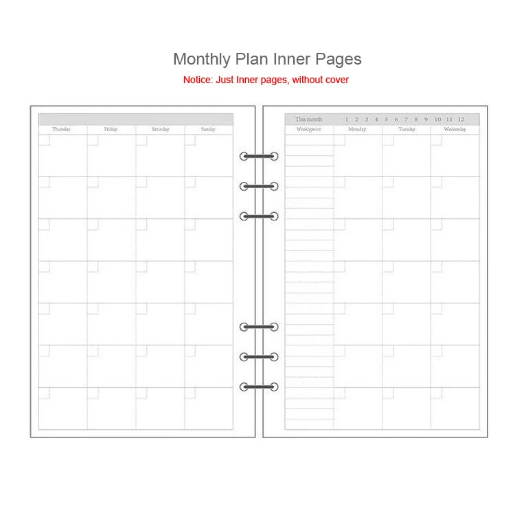 Diary 2025 Classic 6 Holes Binder Notebook Inner Paper Core/refilling Inner Papers:line,grid,dots,list,daily Weekly Monthly Plan