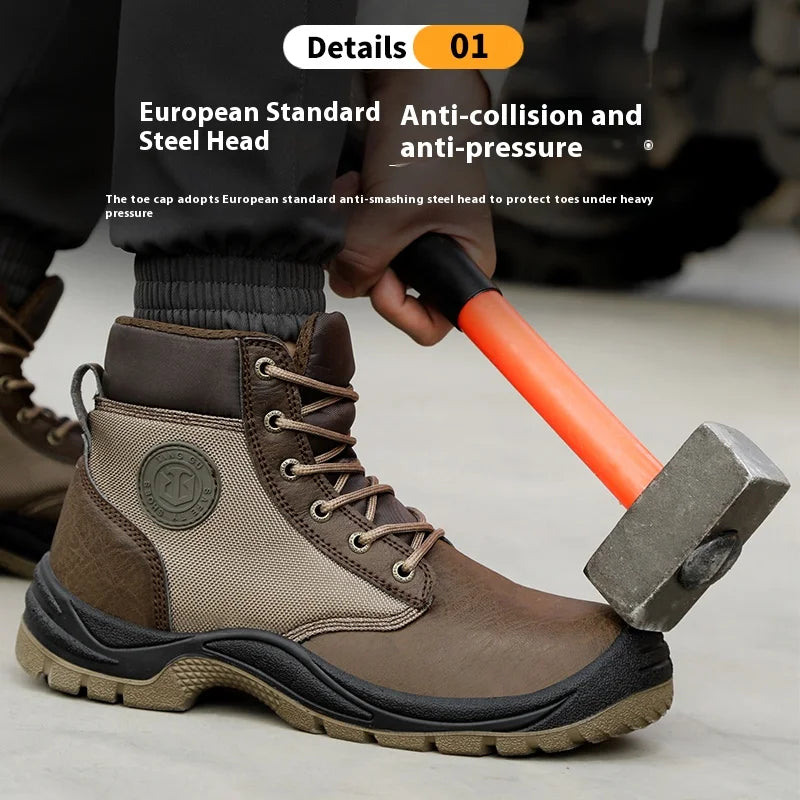 Men's safety shoes are anti smashing, anti piercing, anti-static, anti slip, wear-resistant, and splash proof work shoes