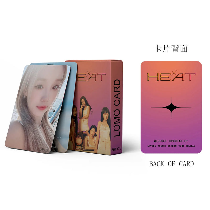 55PCS Kpop Gidle Heat Lomo Card New Album Photocard (G)-IDLE Photos Print Card High Quality