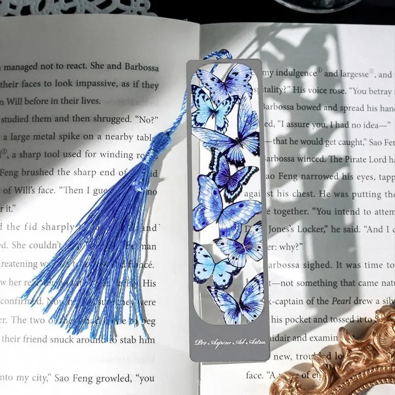 1 Piece Aesthetic Butterfly Bookmark for Book Metal Retro Bookmark with Tassel for Student Cute Bookmark Teacher Friend Gift