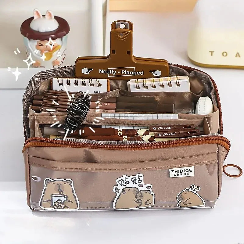 10-tier Card-pibara High-capacity Transparent Pen Bag with Beautiful Appearance, Multi-functional Pencil Case for Children