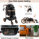 360° High Wheels Transport Foldable Cat Pet Stroller 2in1 Dog Buggy Stroller Dog Box Can Be Attached in Car, Max. load 25 kg