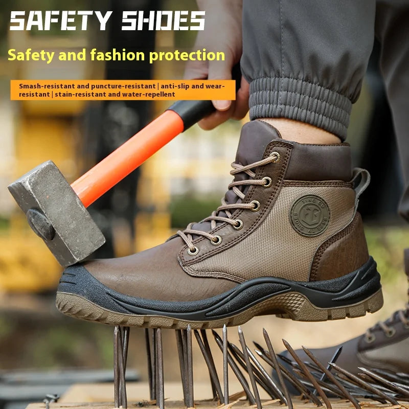 Men's safety shoes are anti smashing, anti piercing, anti-static, anti slip, wear-resistant, and splash proof work shoes