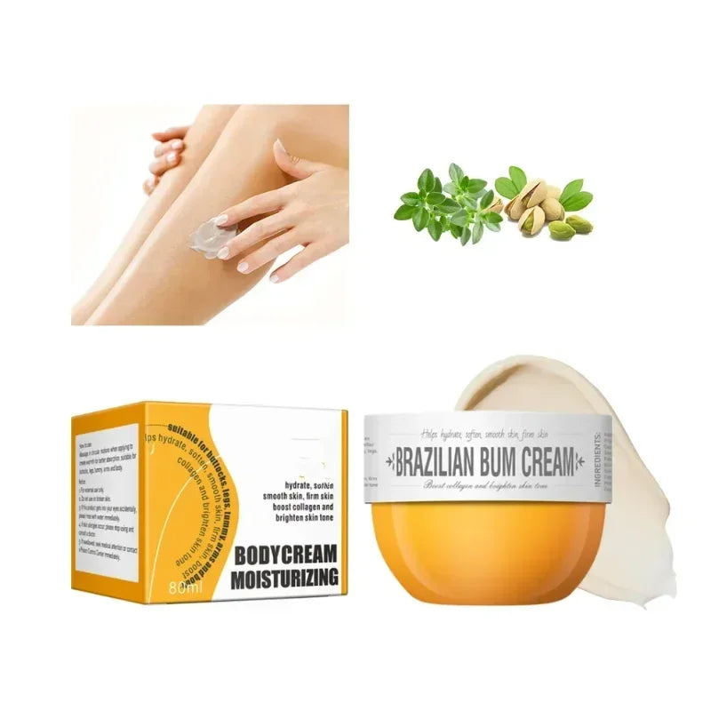 80ml Brazilian Bum Body Cream Tightening Moisturizing Fragrance Body Milk Yellow Body Moisturizing Cream Body Milk Skin Care
