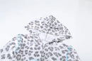 VEITCHE Women's Summer Outfit Casual Leopard Print Long Pant Suit Slim Hoodie Zipper Top High Waist Trousers Set Street Style