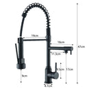 Kitchen Sink Faucet Pull Down Hot and Cold Water Mixer2 Mode Tap with Dual Spout 360 Rotation Flexible Deck Mounted