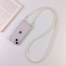 Luxury Korean Crossbody Lanyard Necklace Pearl Chain Phone case for iPhone 11 12 13 14 Pro Max 15 Transparent Cover with Strap