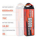 SUNPADOW 4S 14.8V Lipo Battery for 6000mAh Deans T Soft Pack with RC Vehicles Buggy Truggy Crawler Monster Truck Tank Monster