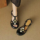 Women's Shoes 2025 New Summer Trend Comfortable Low-heeled Shoes Baotou Casual One-line Buckle Fashion Roman Sandales Femmes