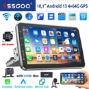 ESSGOO 10" Android 13 4+64G Wireless Carplay Android Auto Car Stereo Radio Single 1 DIN GPS Nav Bluetooth FM RDS WIFI USB EQ SWC