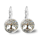 Popular Jewelry Glass Pendant Alloy Earrings Tree of Life Earrings Simple Jewelry, Fashionable and Versatile Temperament Gifts